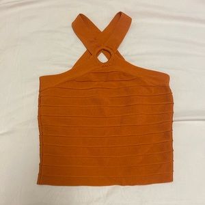 F21 Mod Orange Ribbed Halter Top